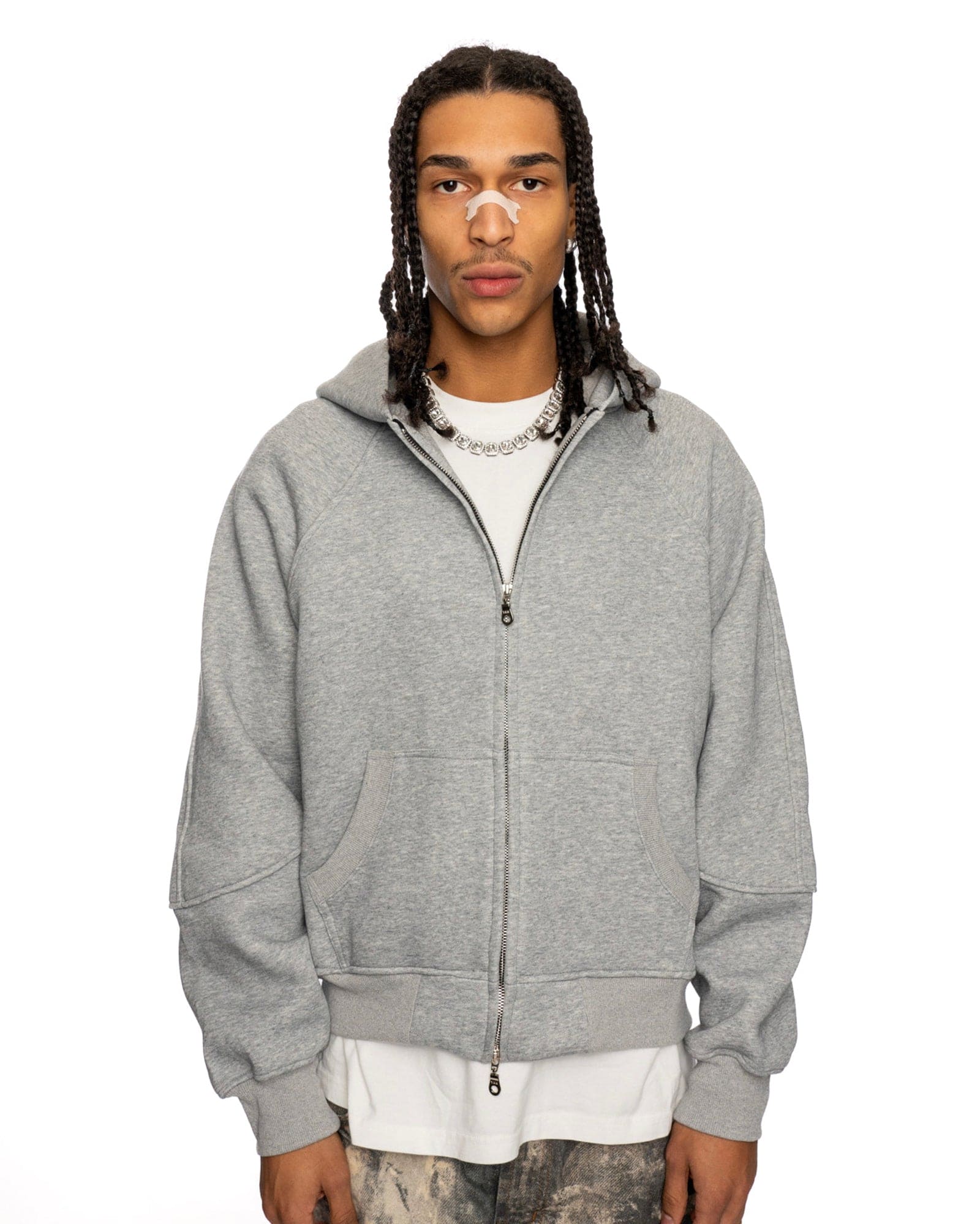 ZH1| BOXY GREY ZIP-HOODIE