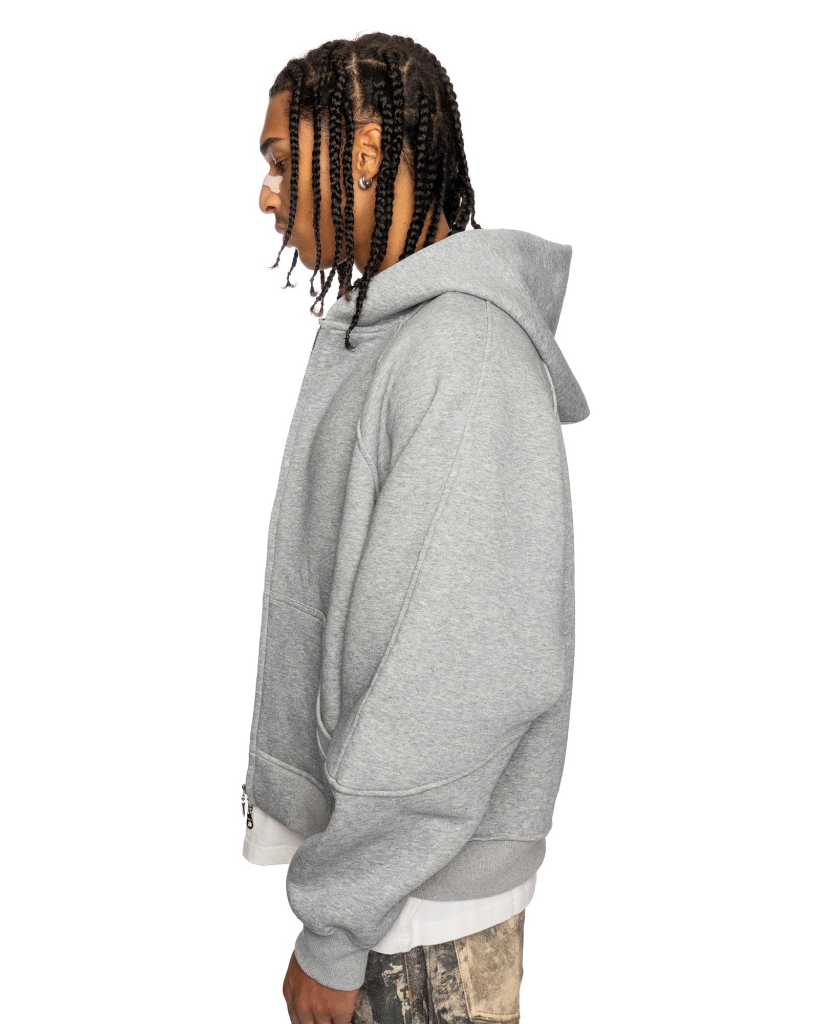 ZH1| BOXY GREY ZIP-HOODIE