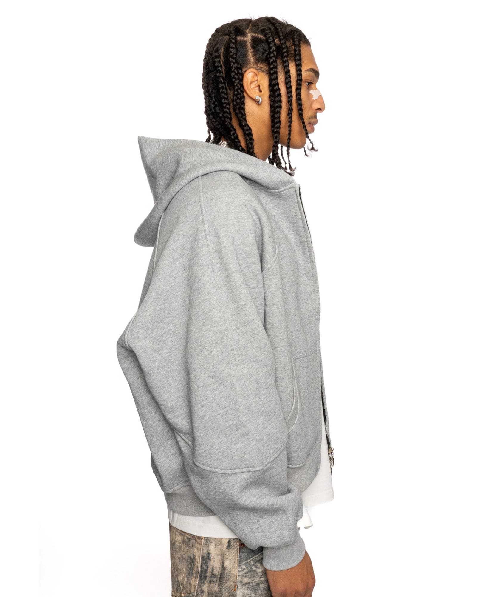 ZH1| BOXY GREY ZIP-HOODIE