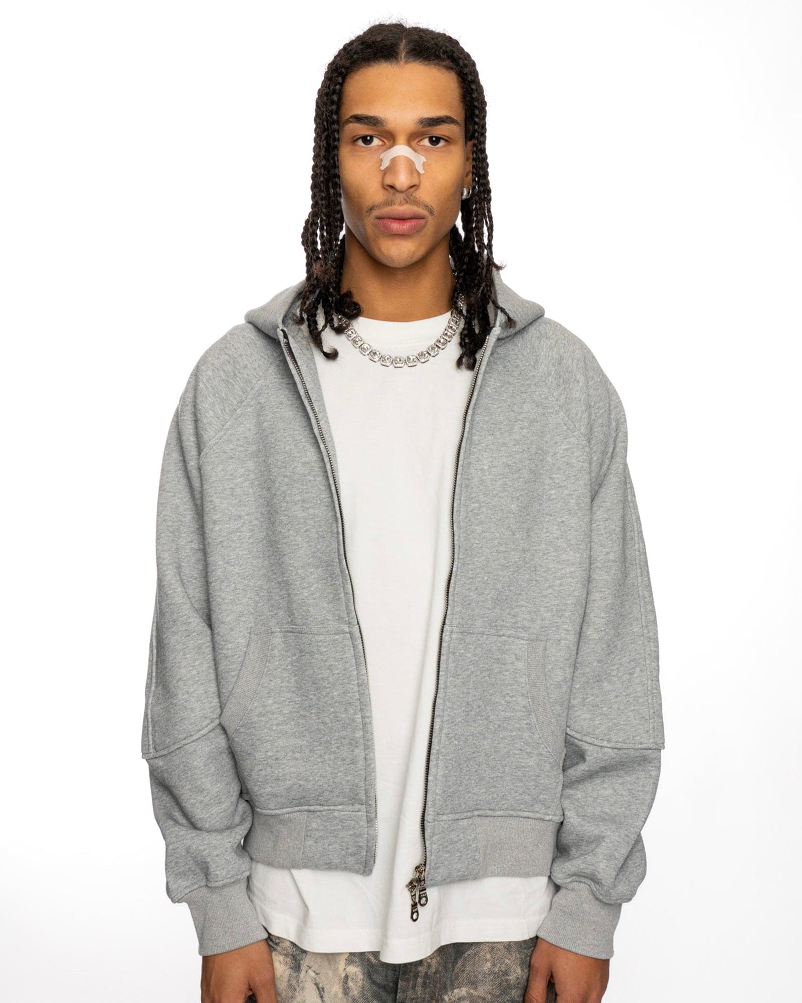 ZH1| BOXY GREY ZIP-HOODIE