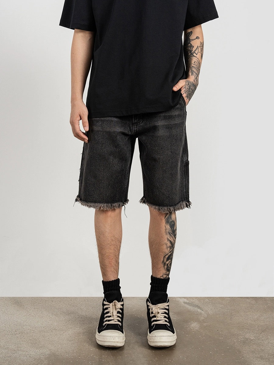 SH14|BLACK CARPENTER DENIM SHORT