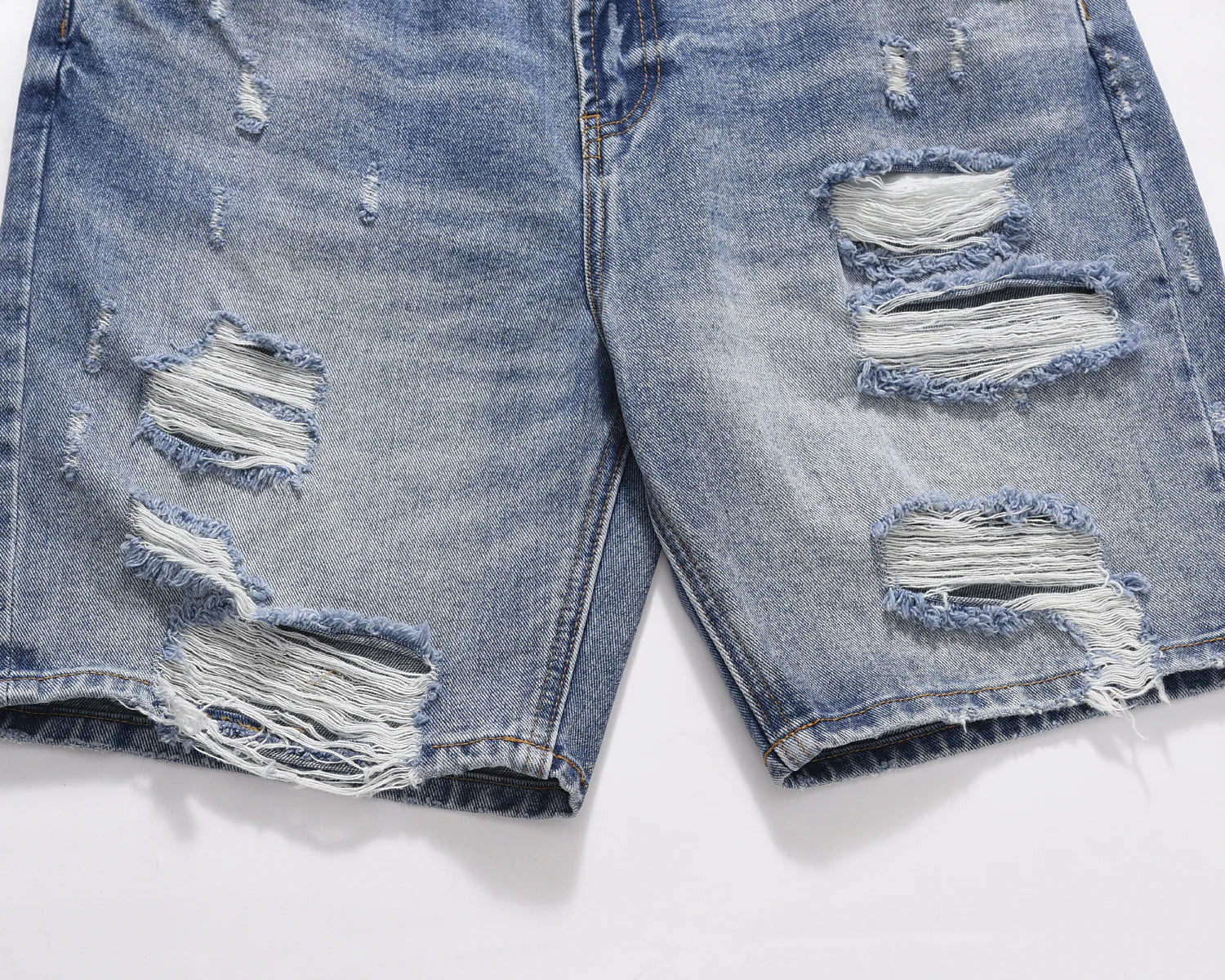 SH16|DISTRESSED INDIGO DENIM SHORT