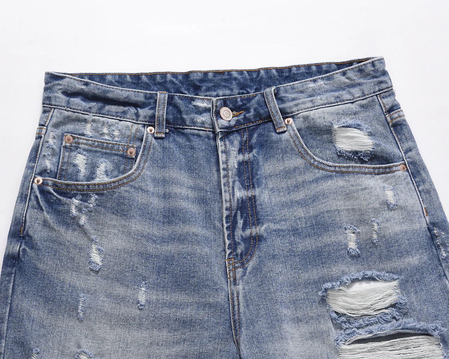 SH16|DISTRESSED INDIGO DENIM SHORT