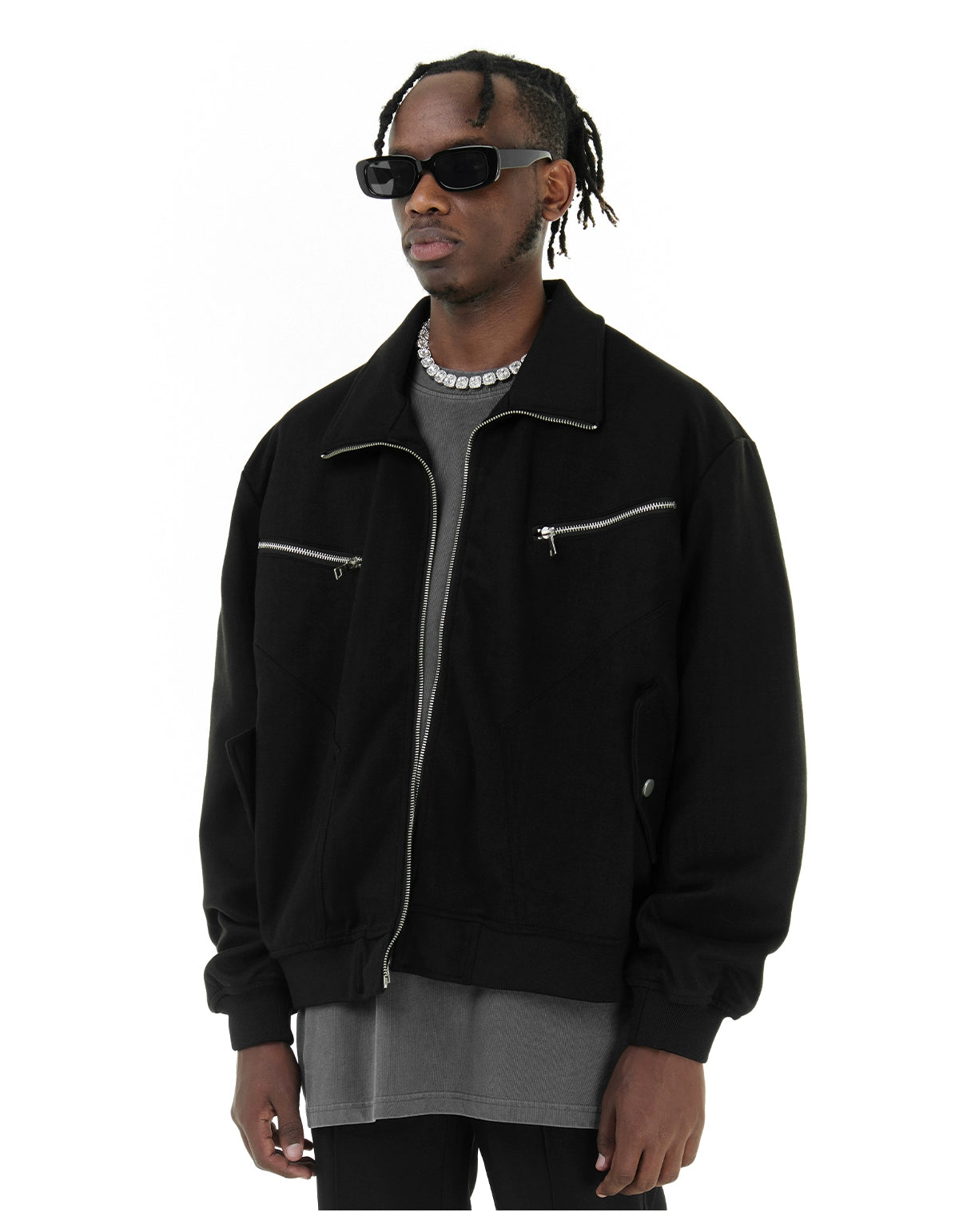 JT1|ZIP-UP BLACK JACKET