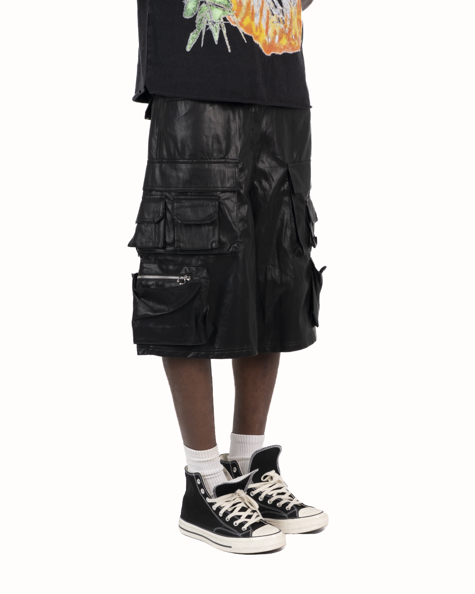 SS26|MULTIPOCKET LEATHER JORTS