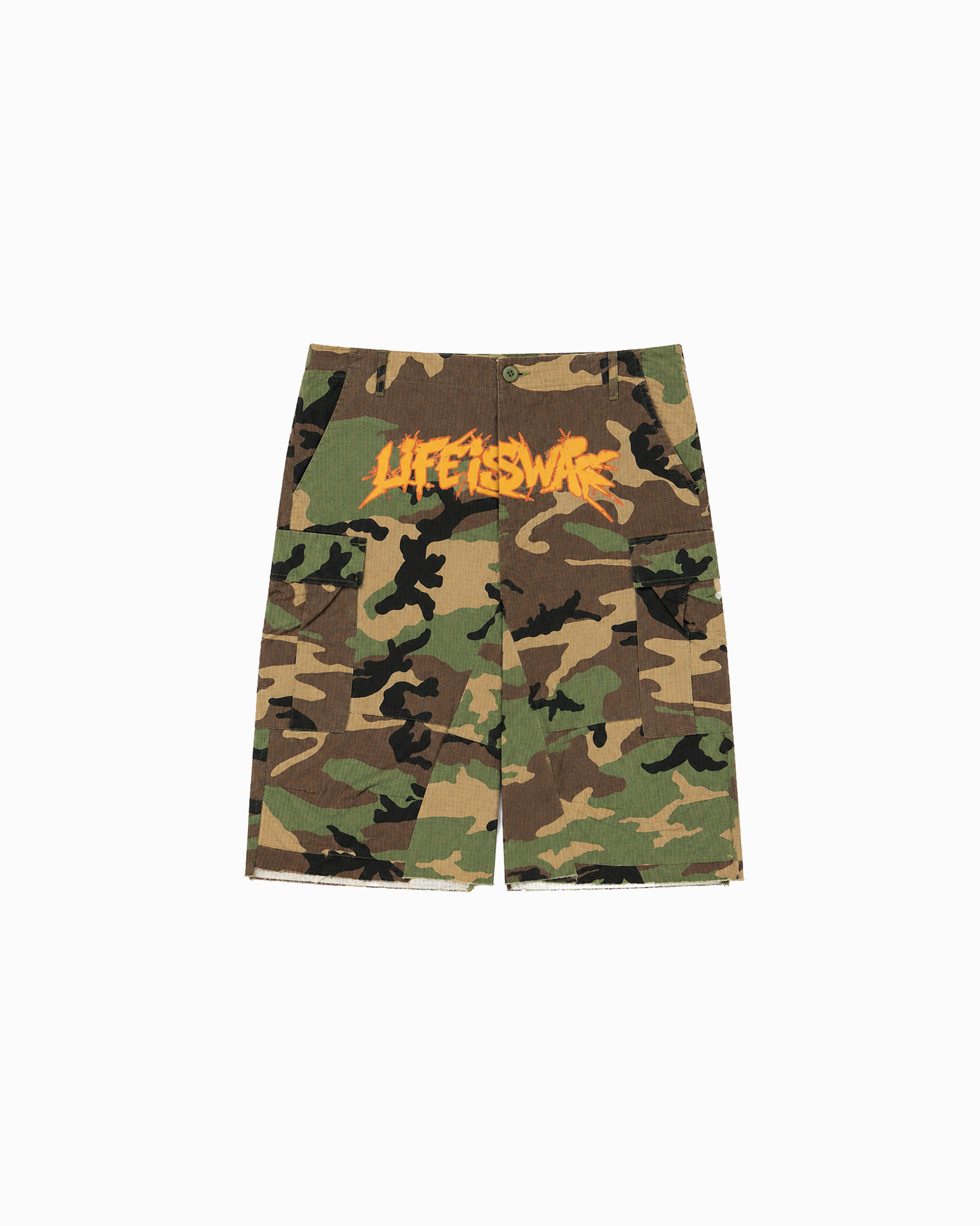 SS26|LIFE IS WAR CAMO JORTS