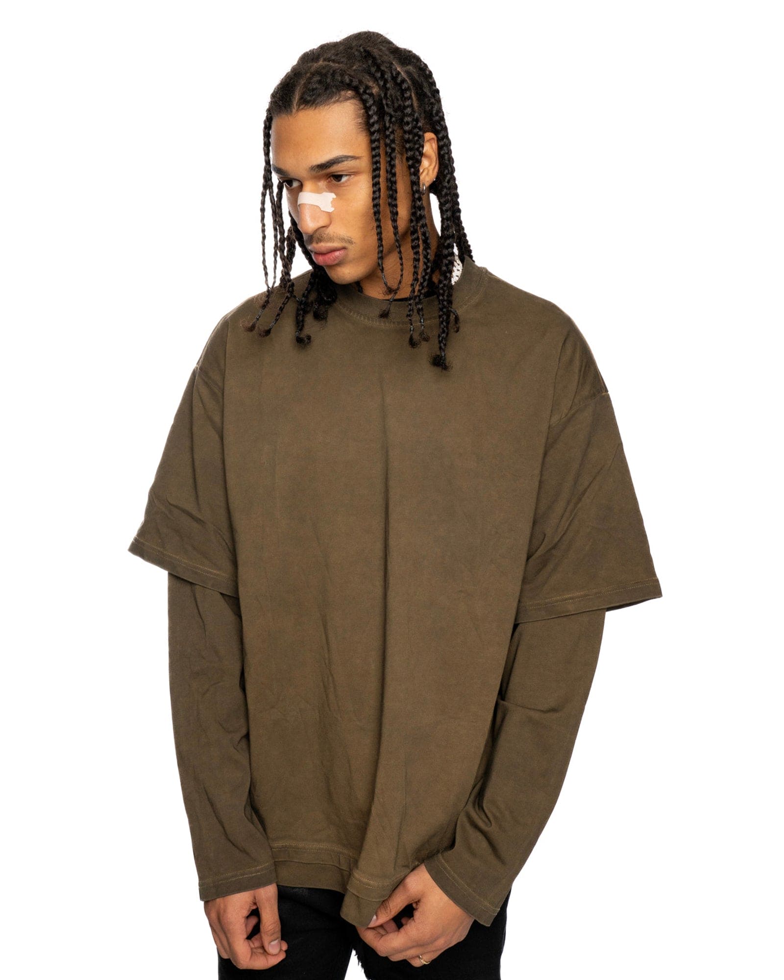 LS1|BROWN LAYERED OVERSIZED LONG SLEEVE