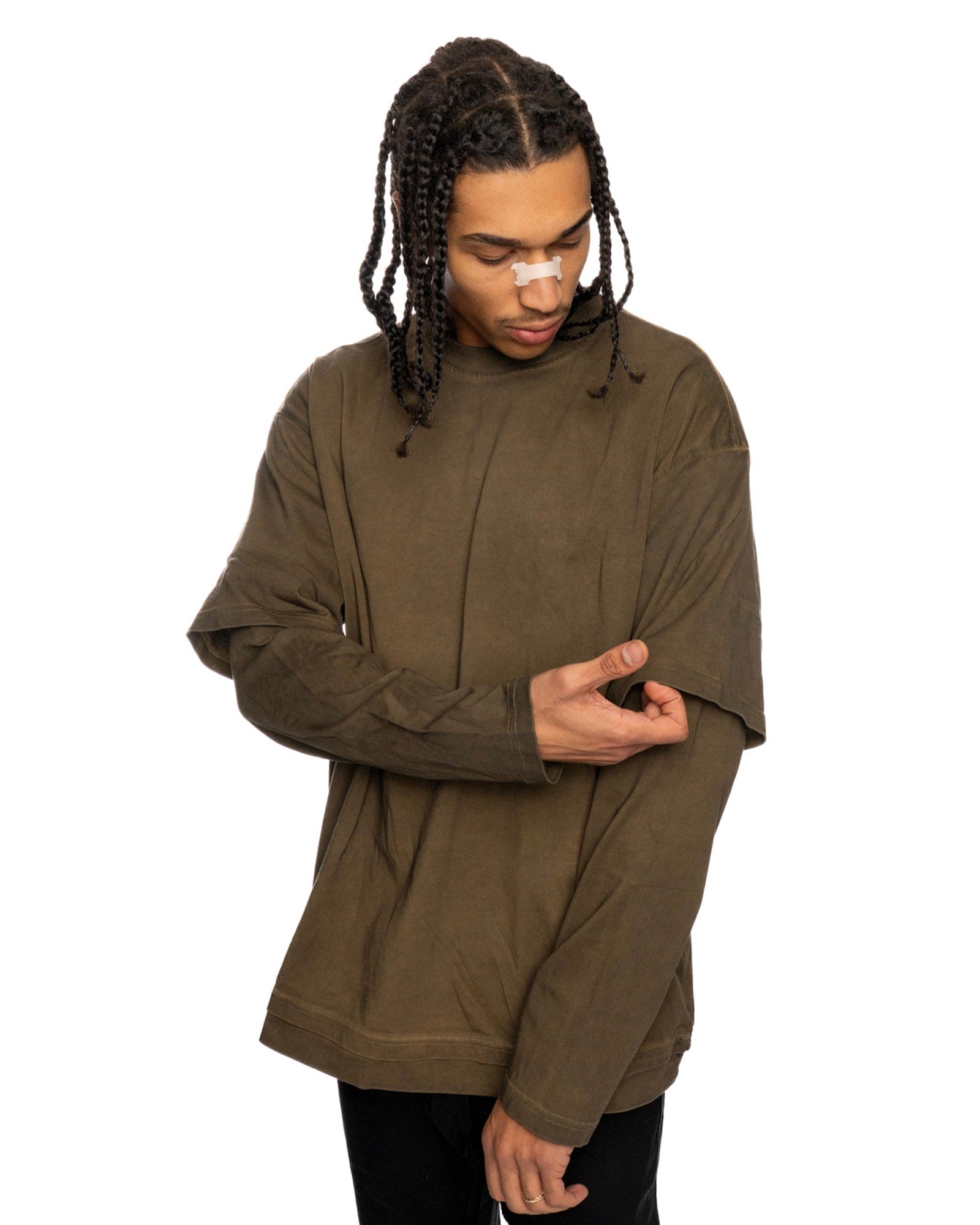 LS1|BROWN LAYERED OVERSIZED LONG SLEEVE