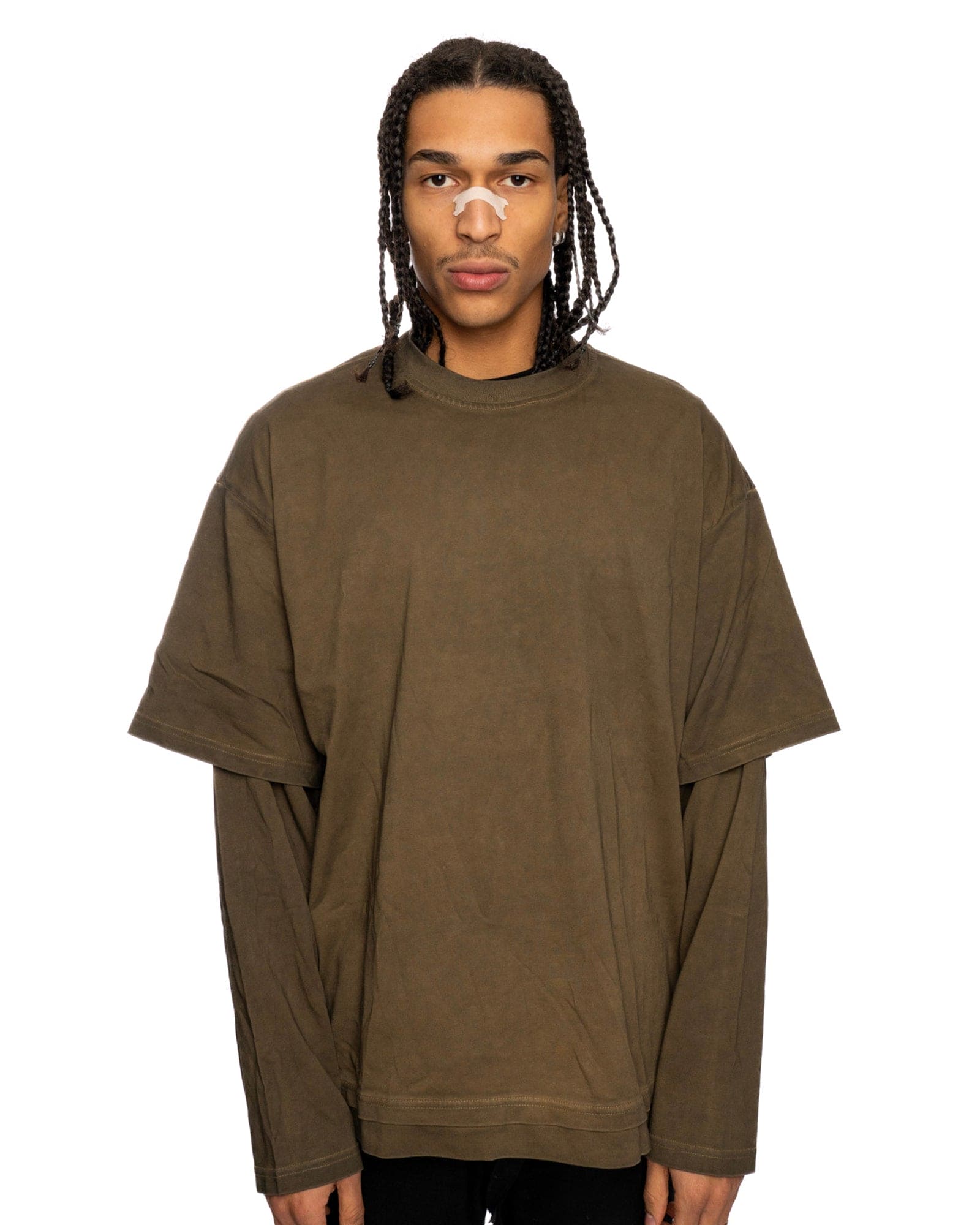 LS1|BROWN LAYERED OVERSIZED LONG SLEEVE