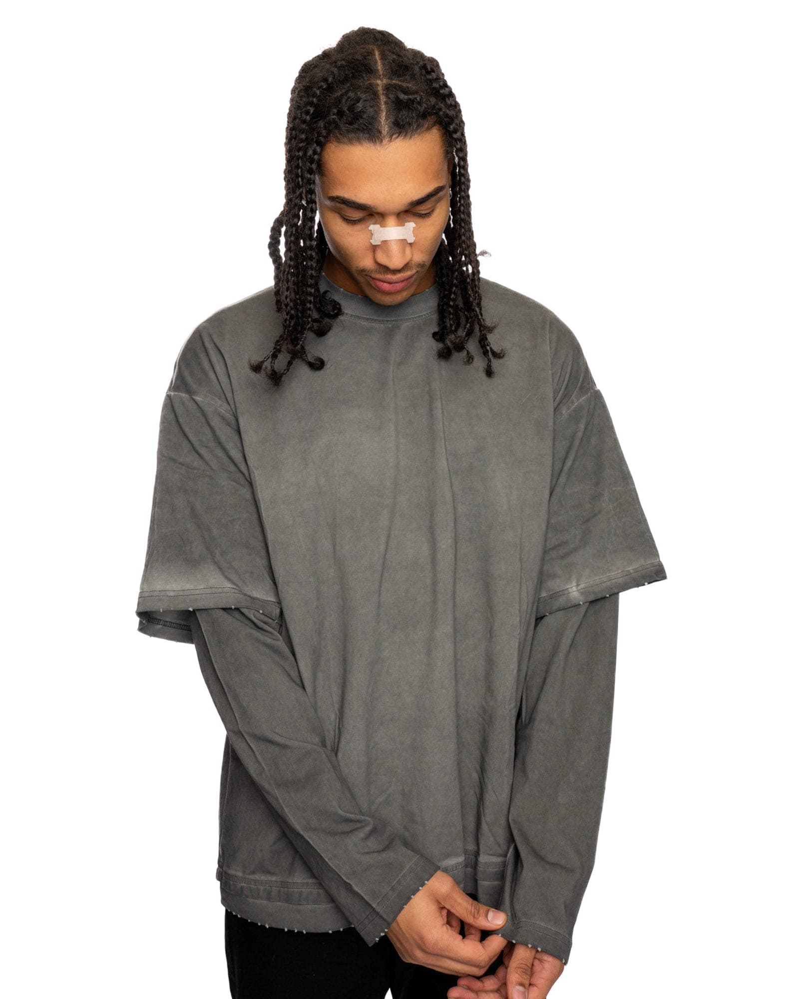 LS1|GREY LAYERED OVERSIZED LONG SLEEVE