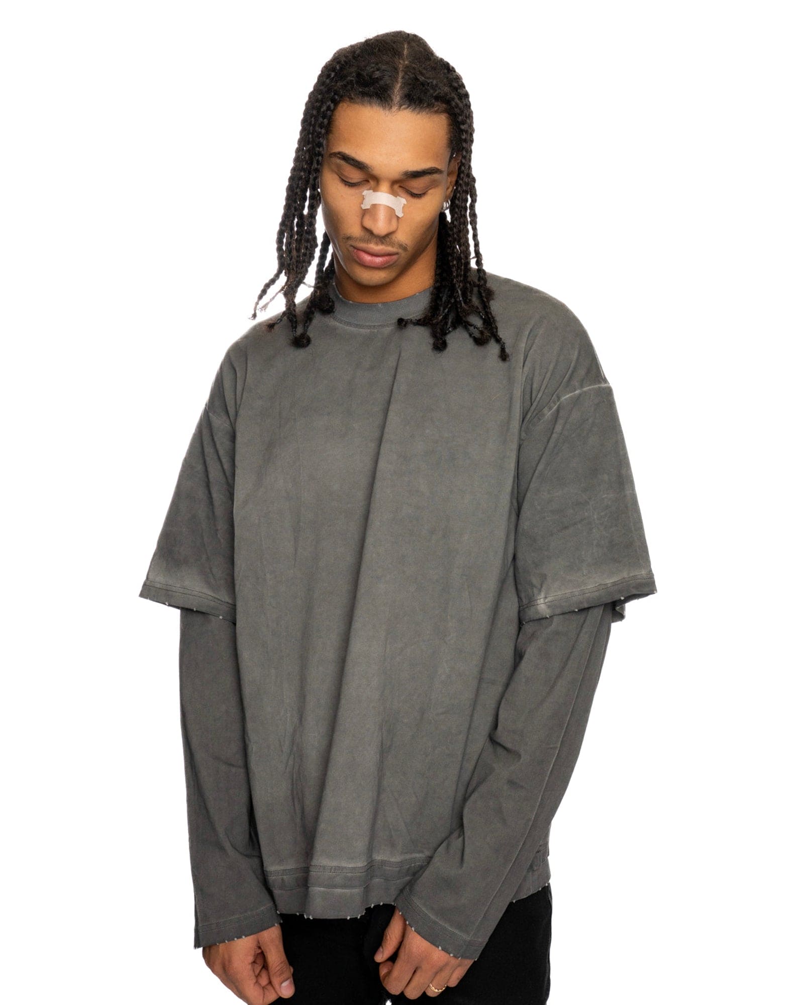 LS1|GREY LAYERED OVERSIZED LONG SLEEVE