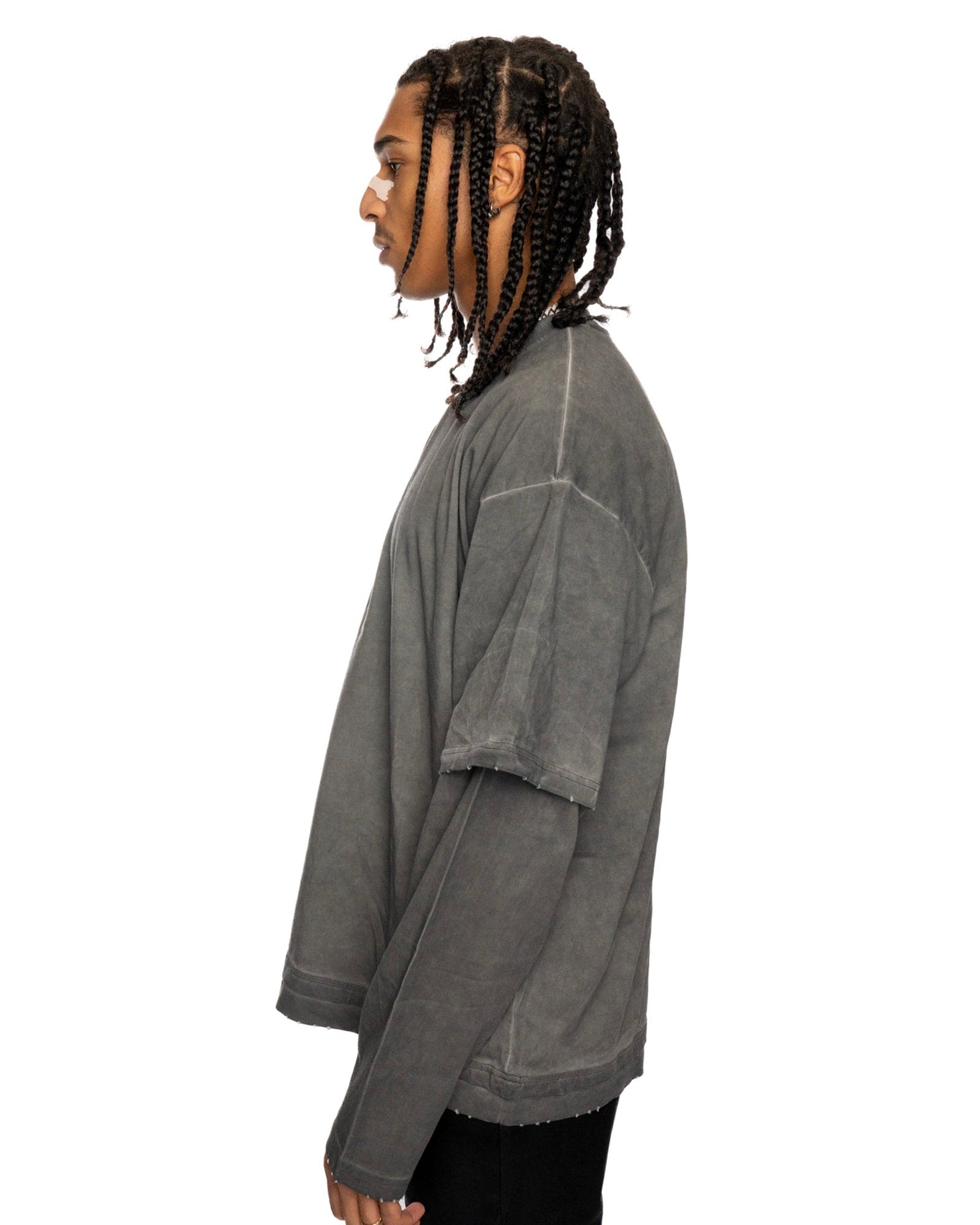 LS1|GREY LAYERED OVERSIZED LONG SLEEVE