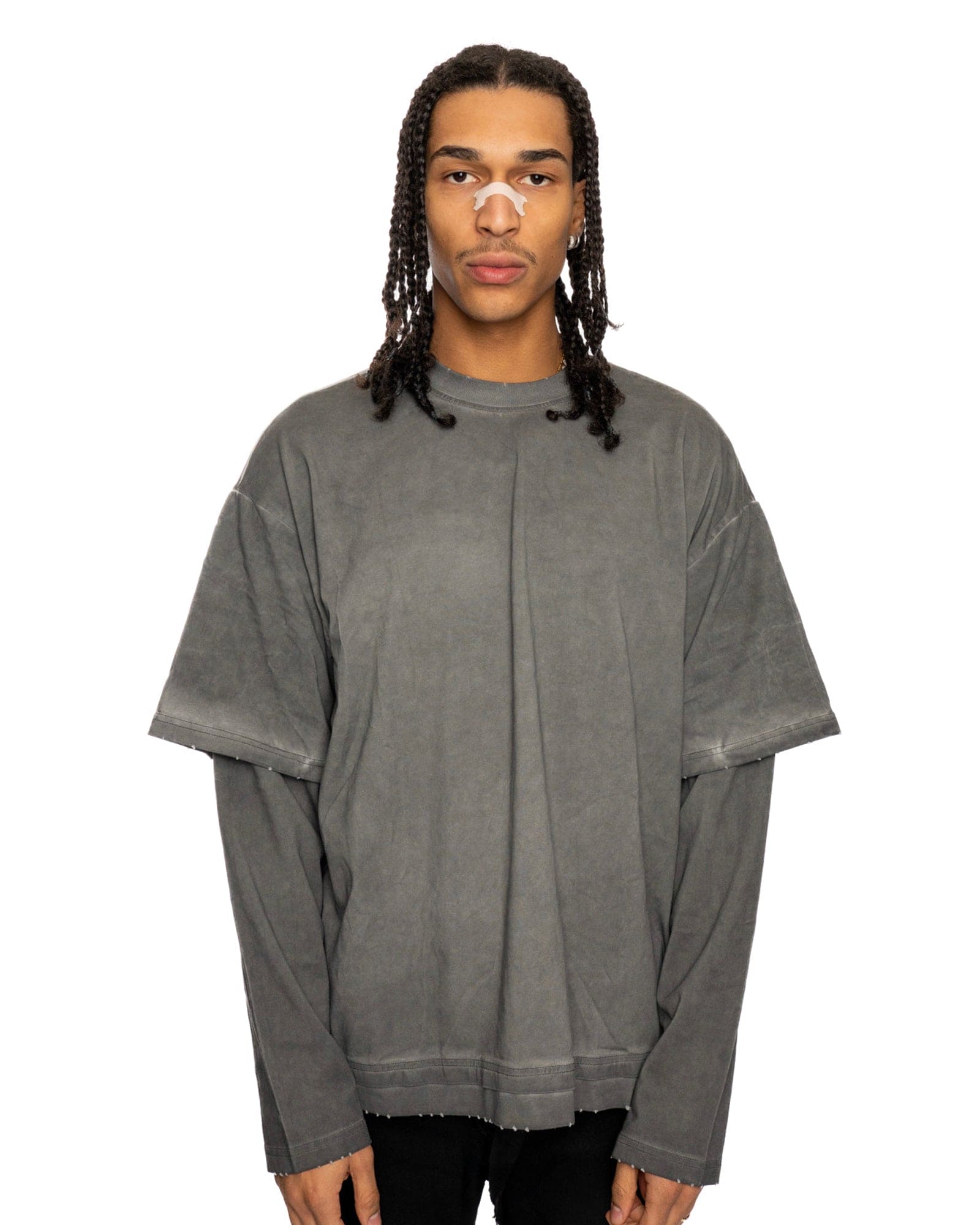 LS1|GREY LAYERED OVERSIZED LONG SLEEVE