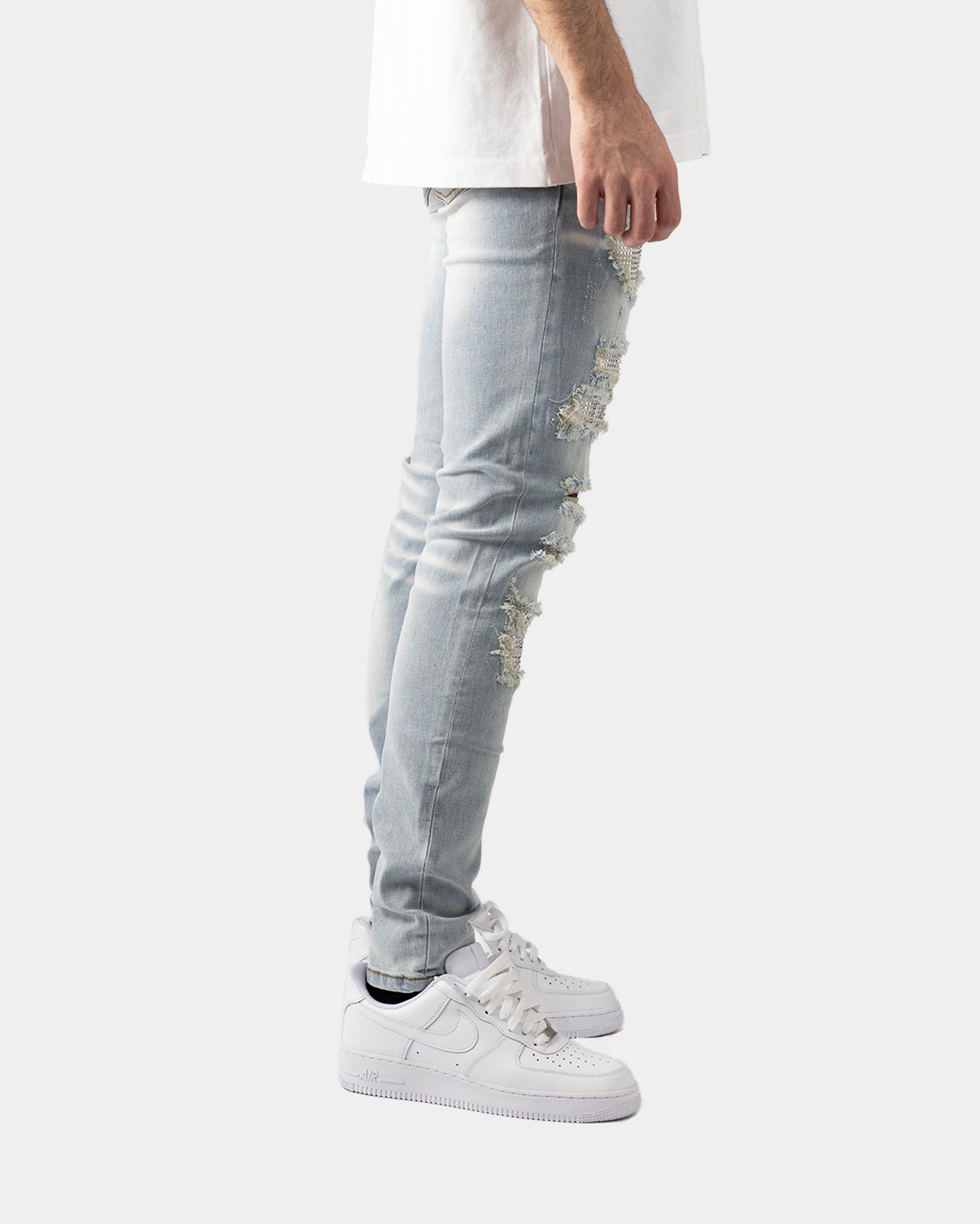 SK30|WHITE CRYSTAL SKINNY DENIM