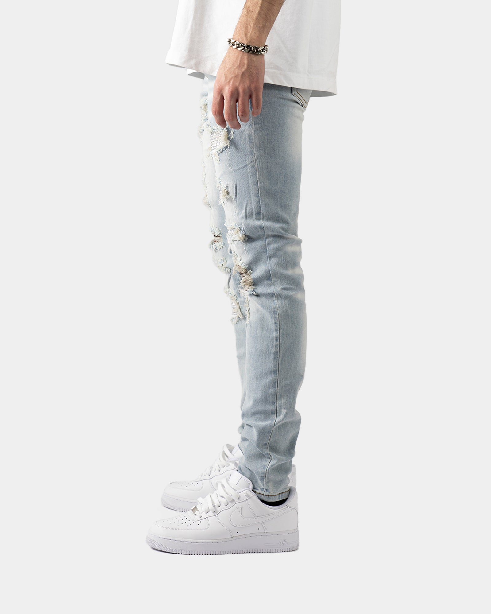 SK30|WHITE CRYSTAL SKINNY DENIM