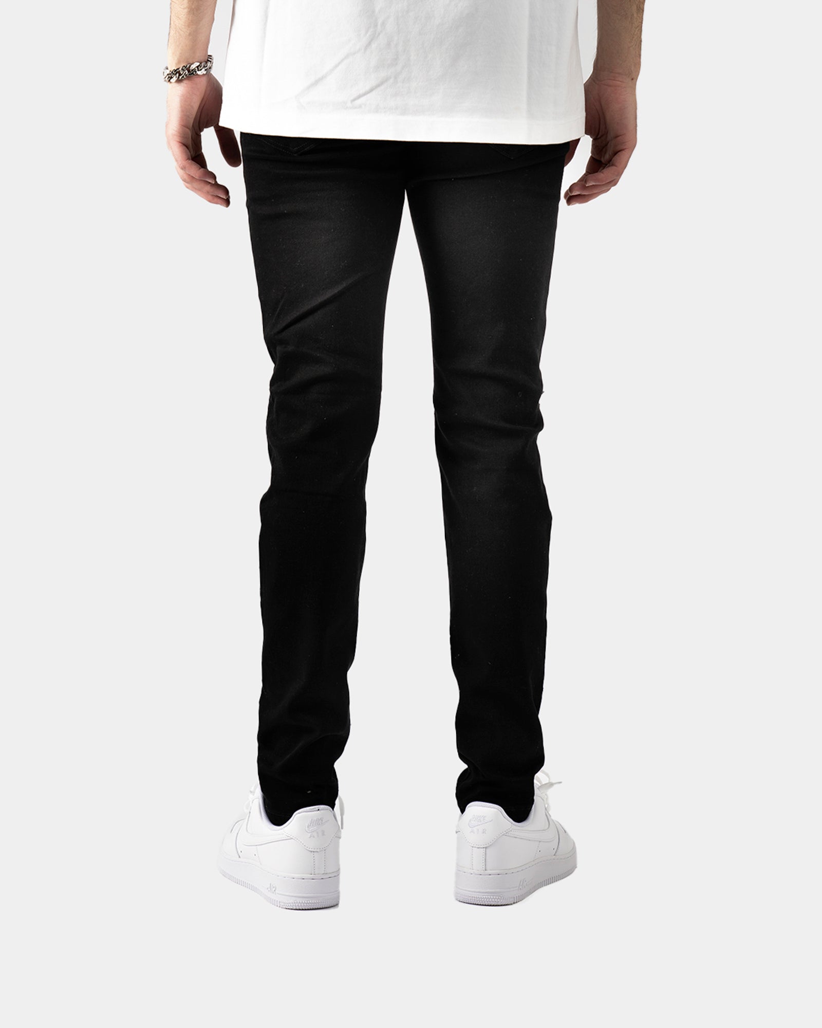 SK33|WHITE LEATHER SKINNY DENIM