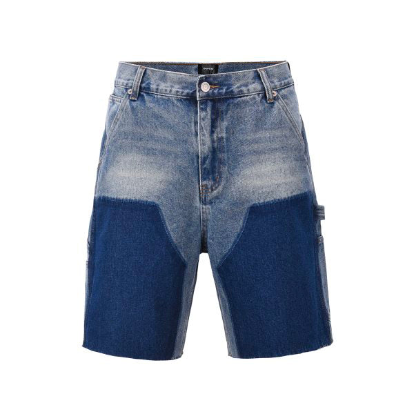 SH1|BLUE PATCH-WORK DENIM SHORT