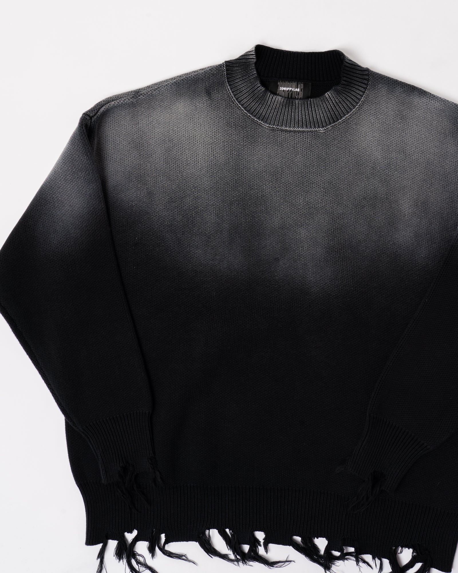 SW1|BLACK OPIUM DISTRESSED SWEATER