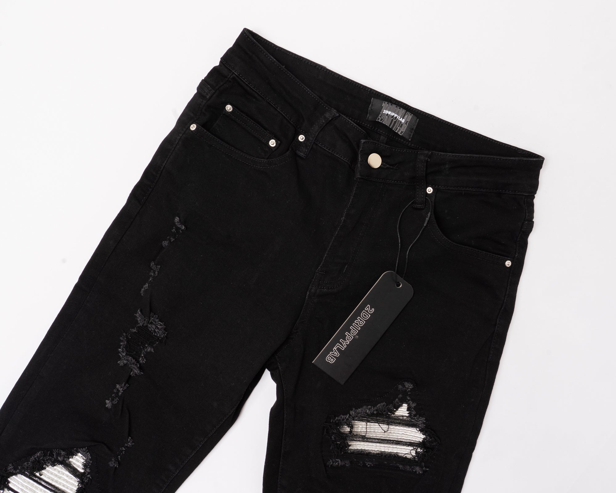 SK33|WHITE LEATHER SKINNY DENIM