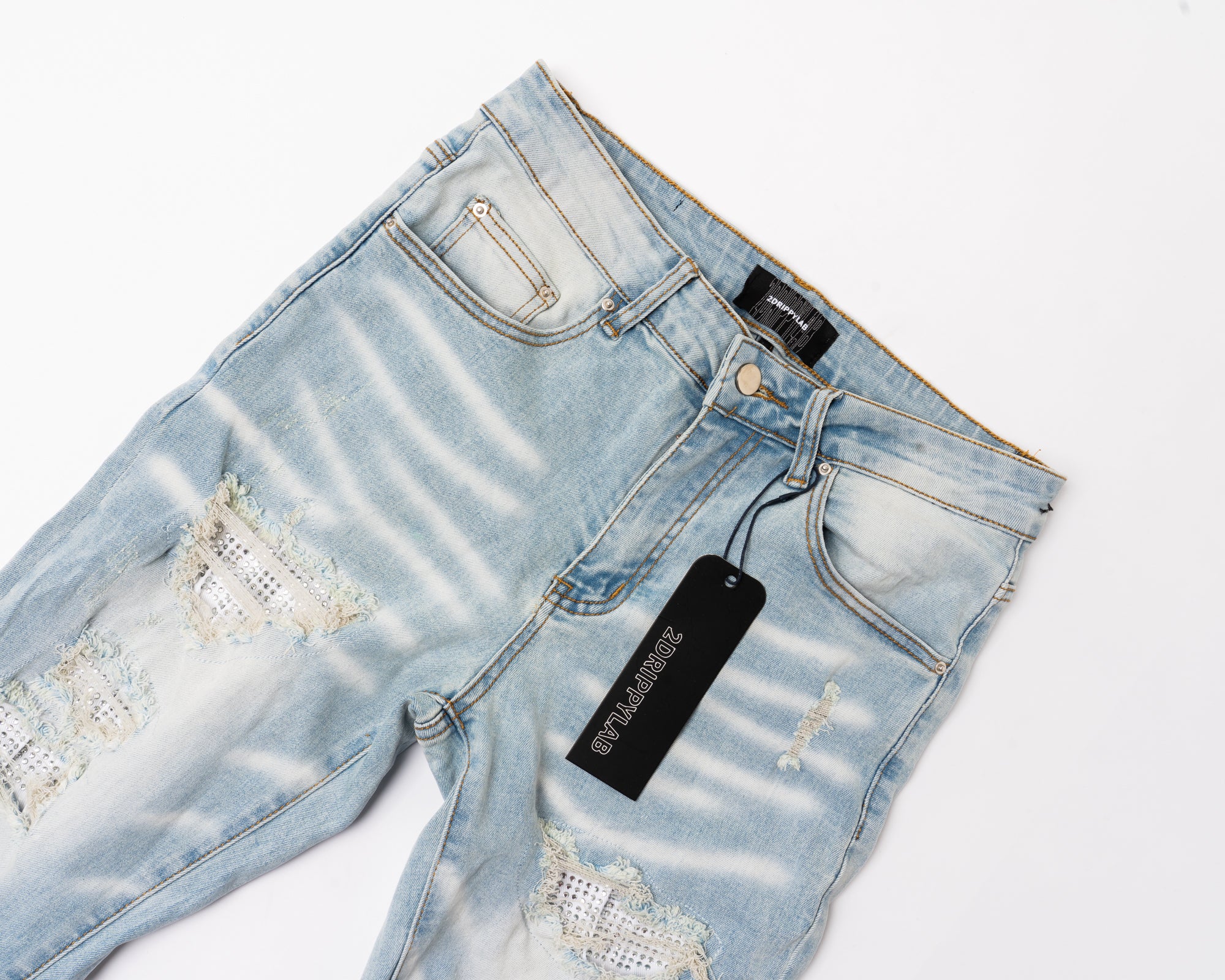 SK30|WHITE CRYSTAL SKINNY DENIM