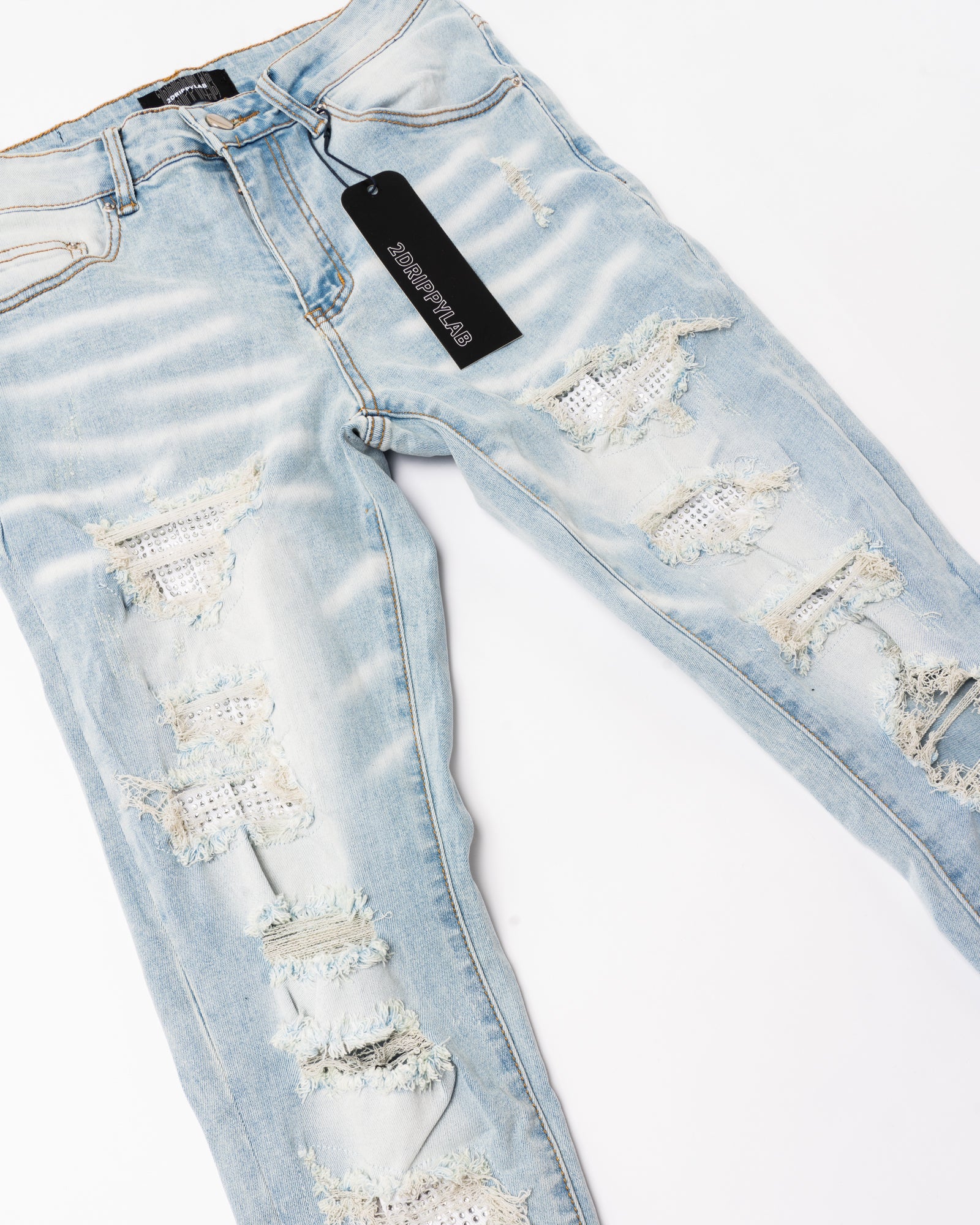 SK30|WHITE CRYSTAL SKINNY DENIM