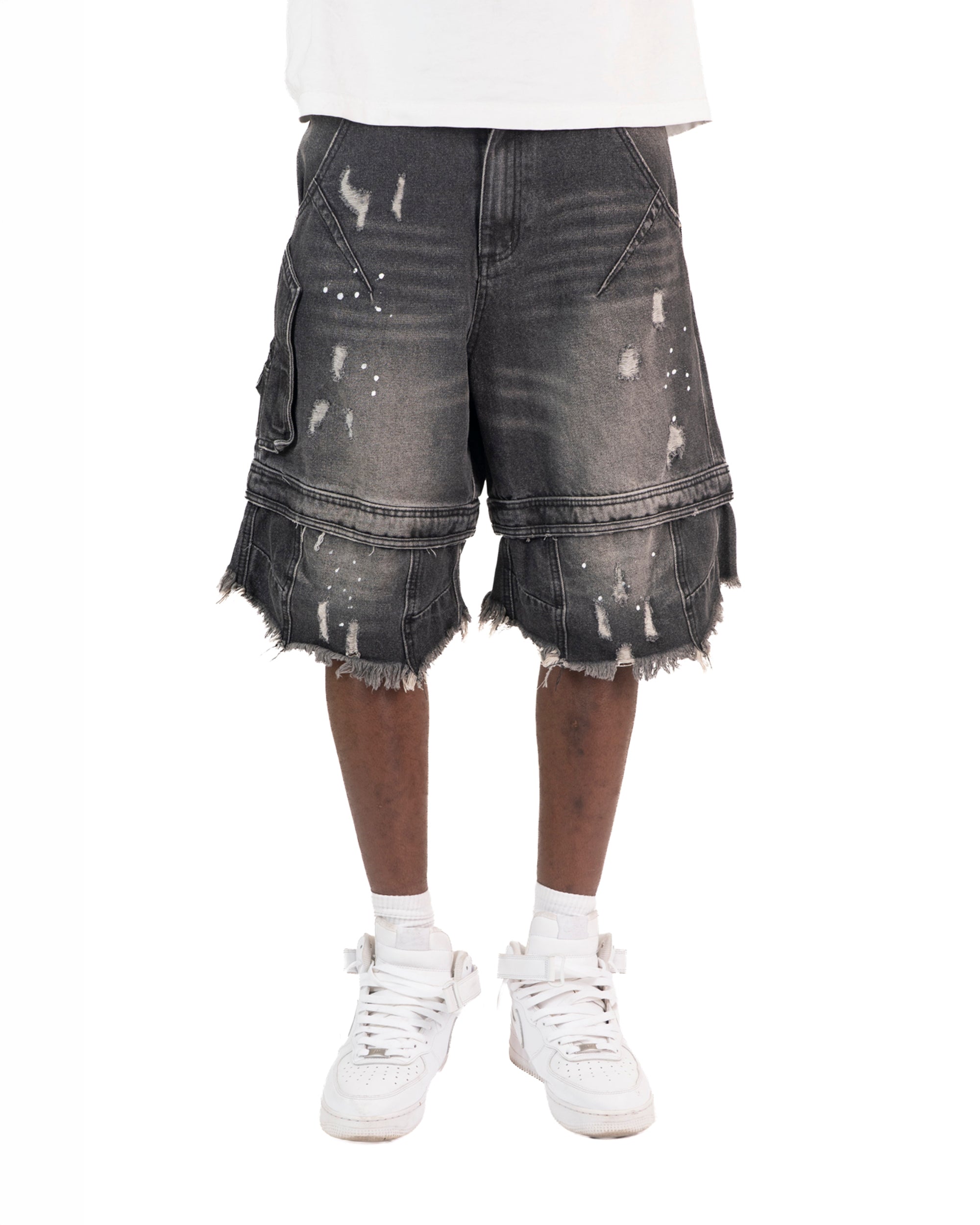 SS26|BLACK MOTO JORTS