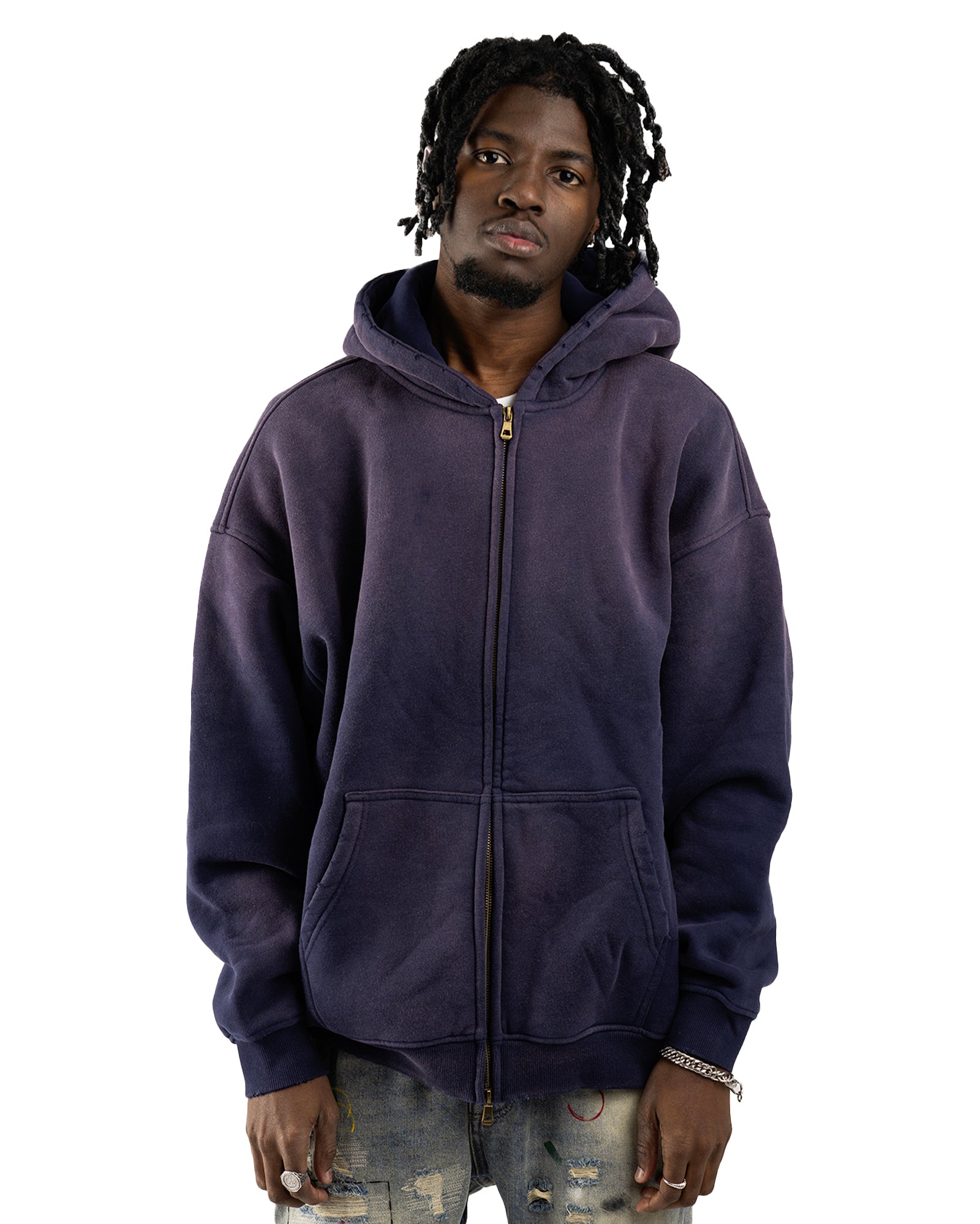 ZH4|BOXY PURPLE ZIP-HOODIE