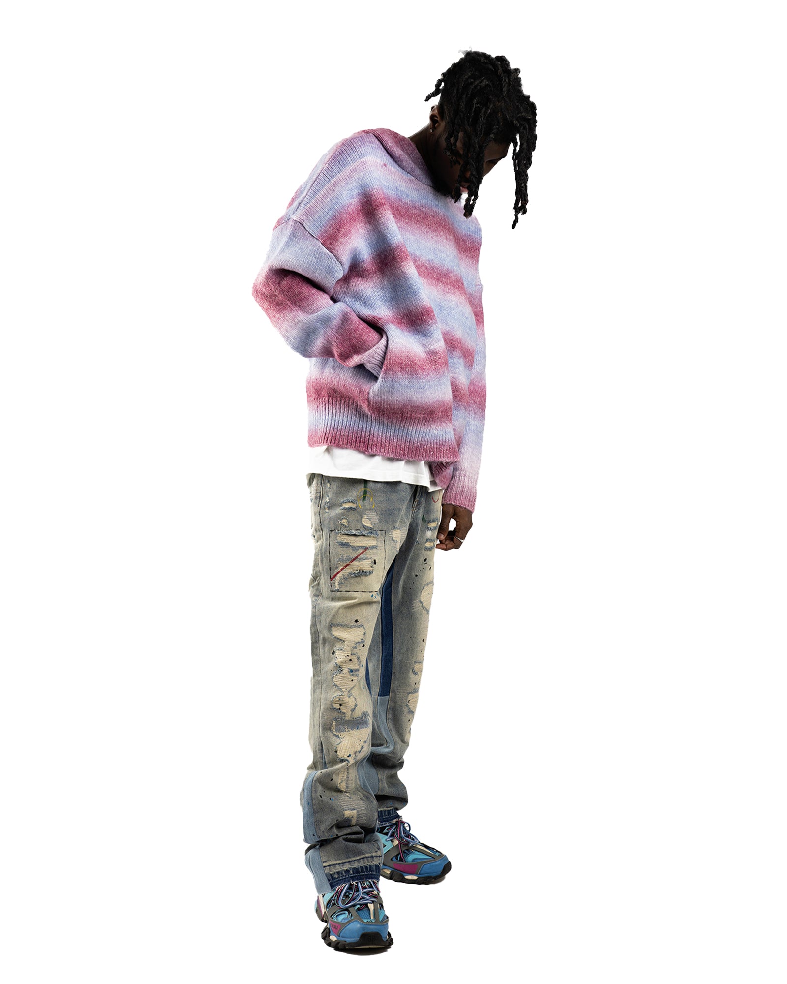 HD01|MOHAIR GLIZ PINK HOODIE