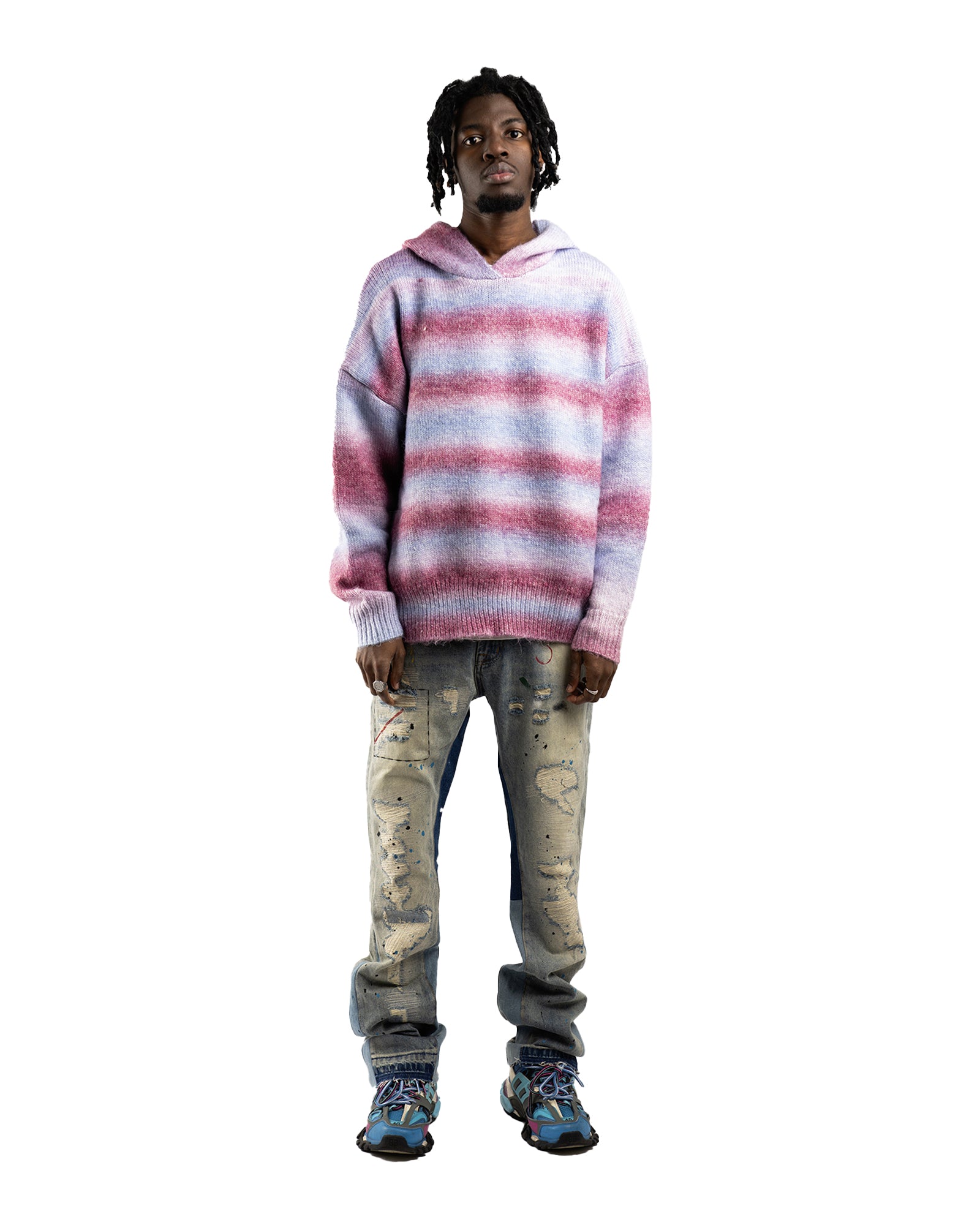 HD01|MOHAIR GLIZ PINK HOODIE