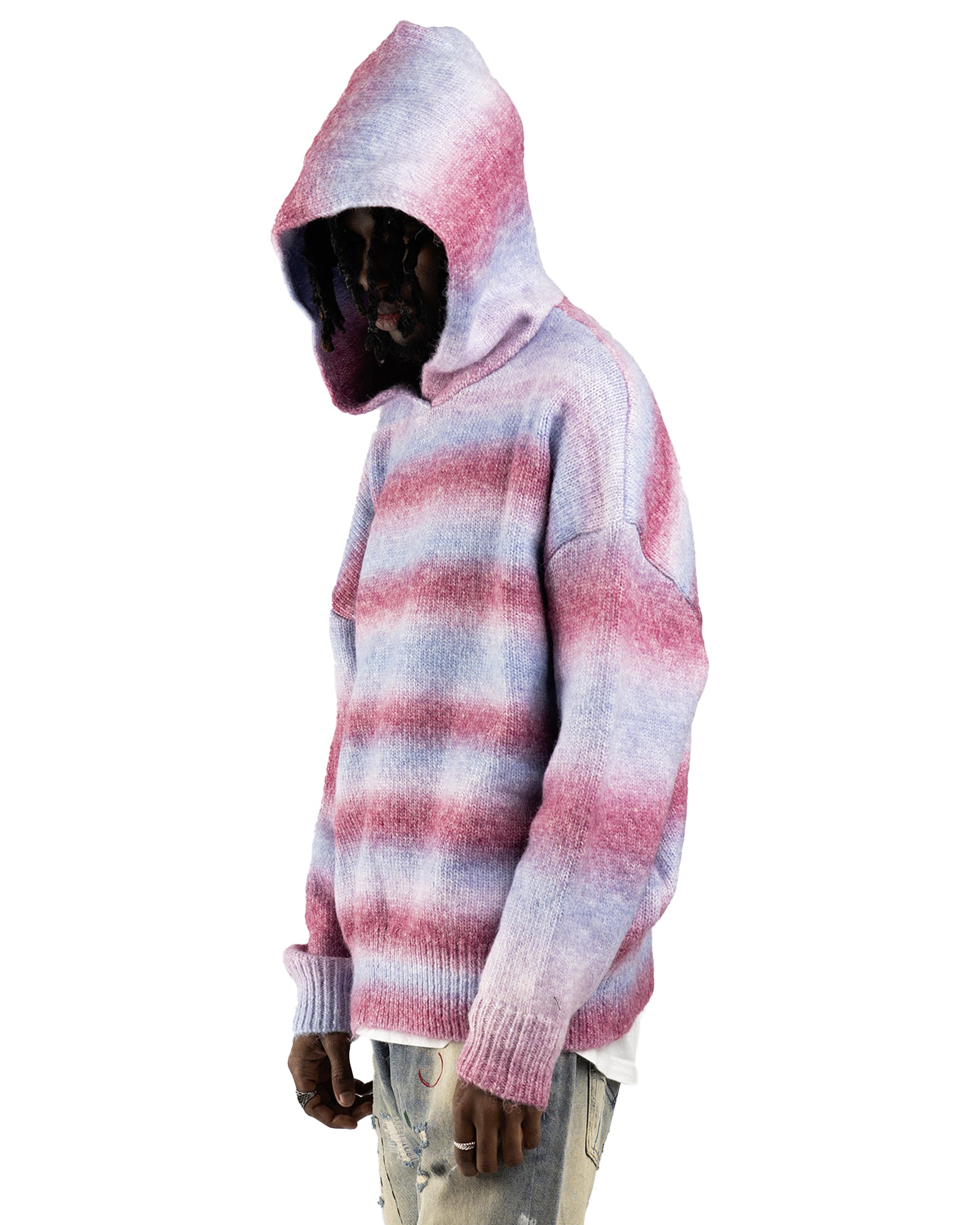 HD01|MOHAIR GLIZ PINK HOODIE