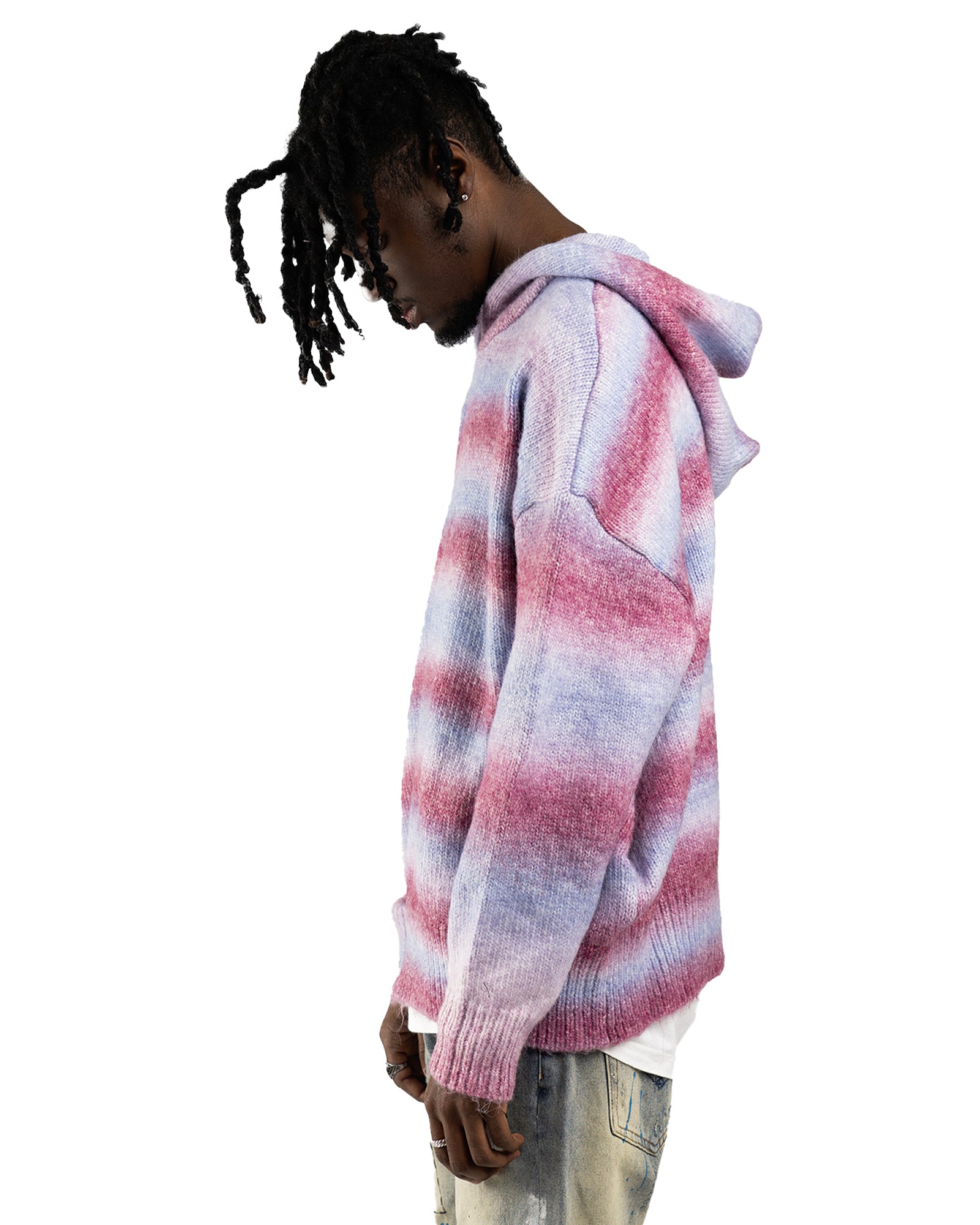 HD01|MOHAIR GLIZ PINK HOODIE