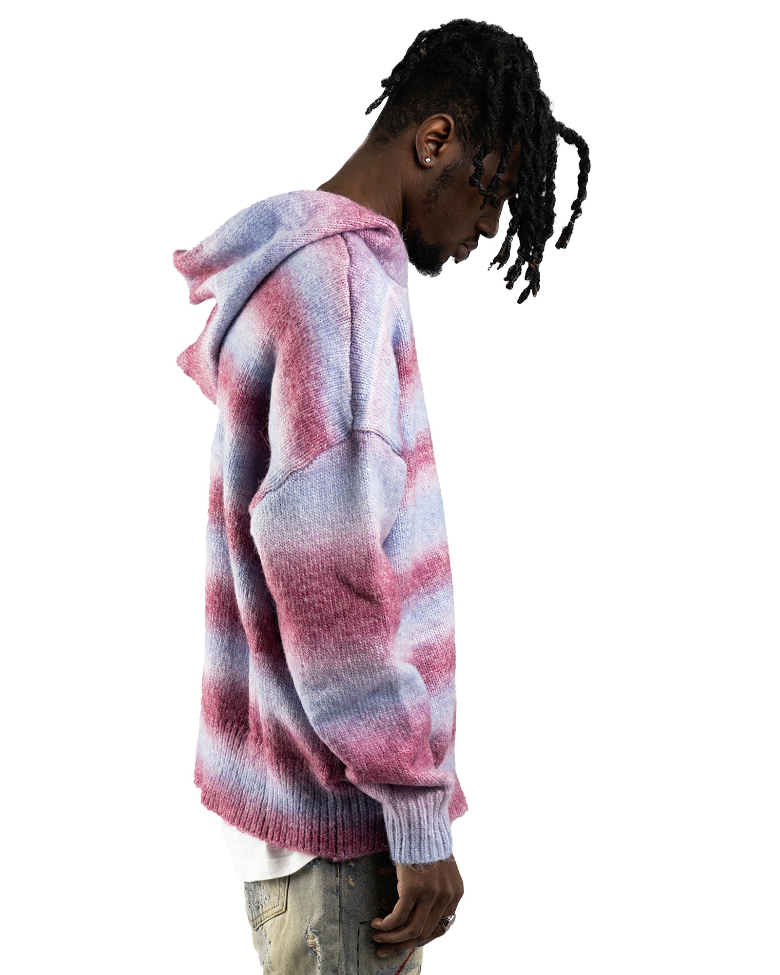 HD01|MOHAIR GLIZ PINK HOODIE