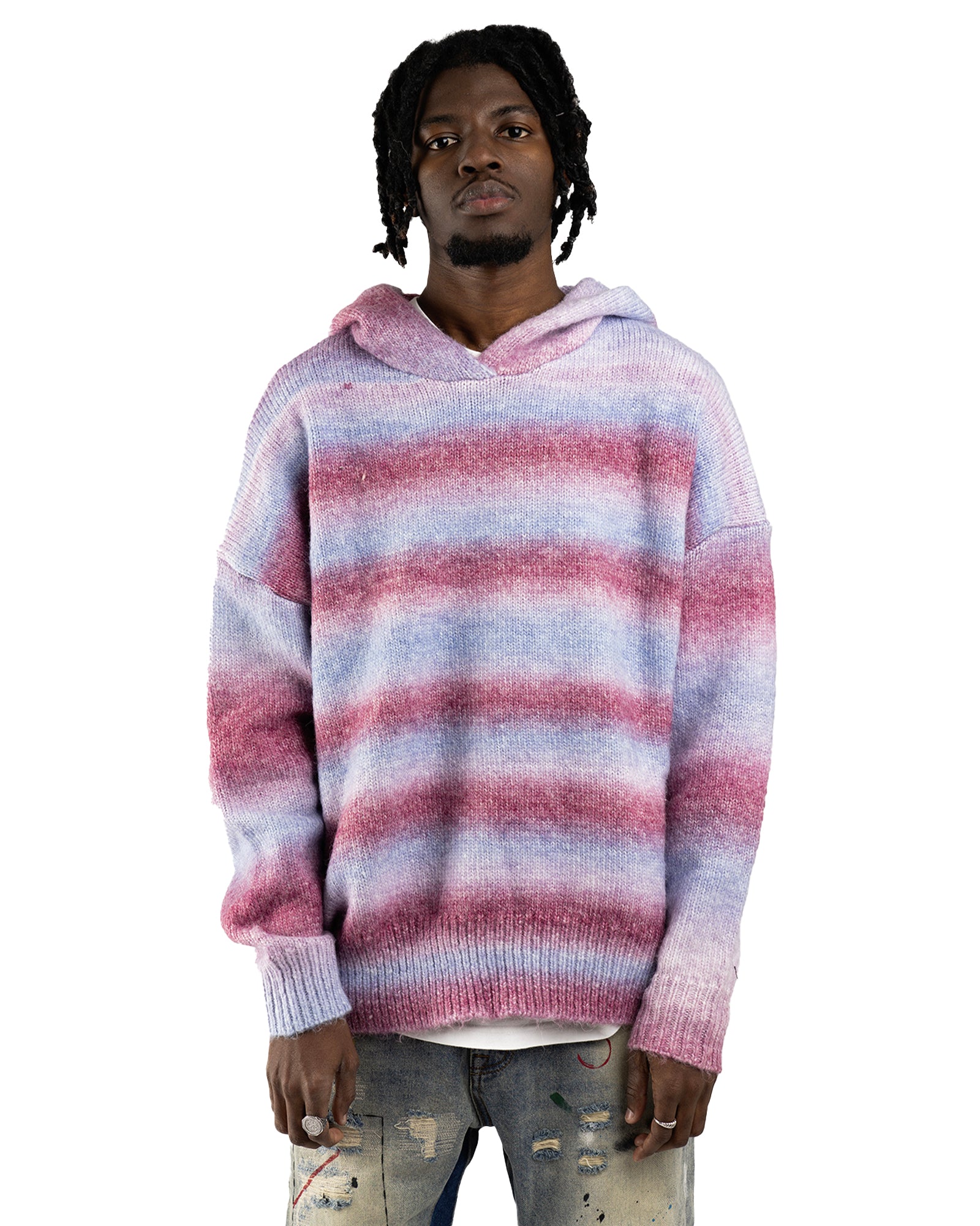 HD01|MOHAIR GLIZ PINK HOODIE