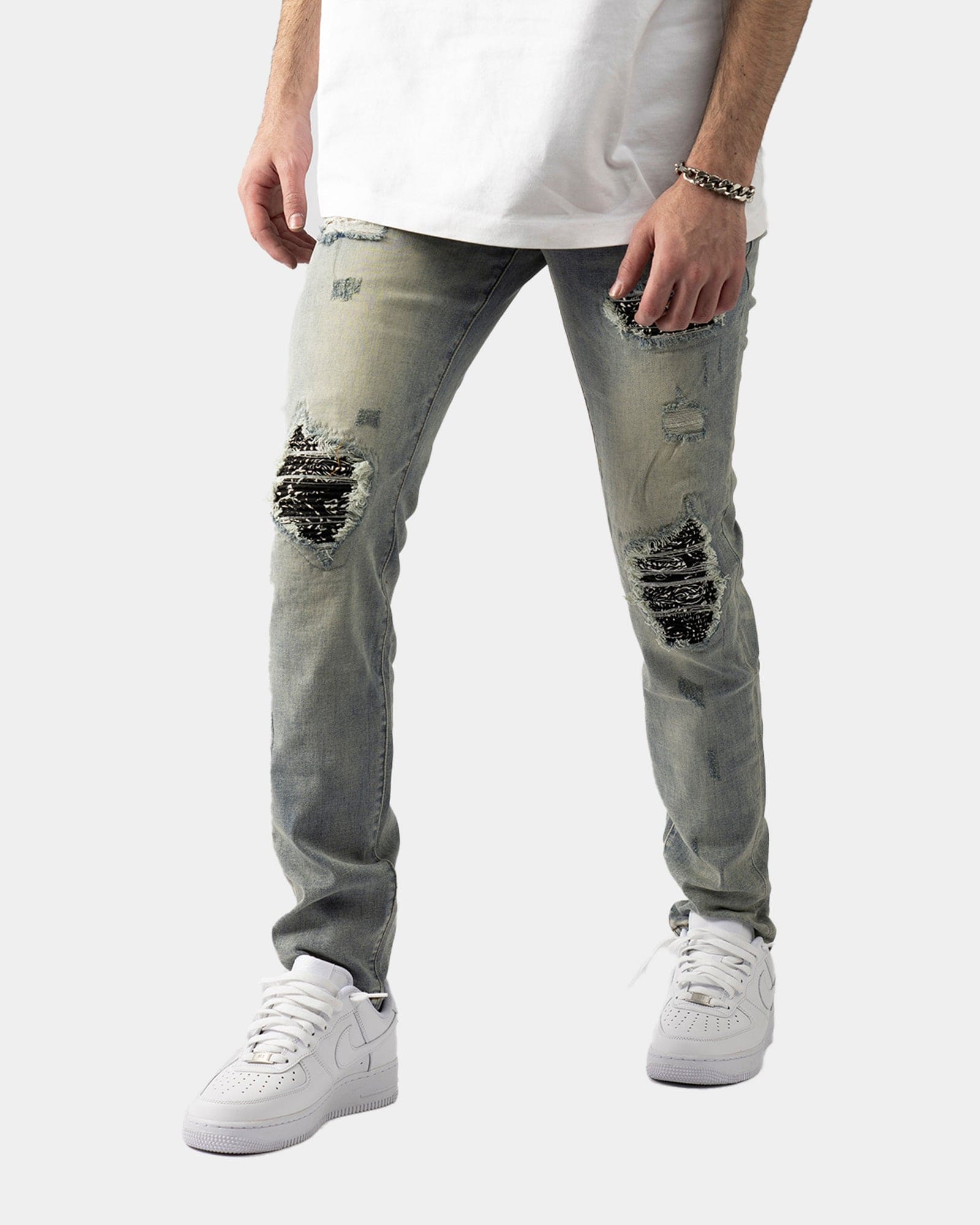 SK21|DARK BANDANA SKINNY DENIM