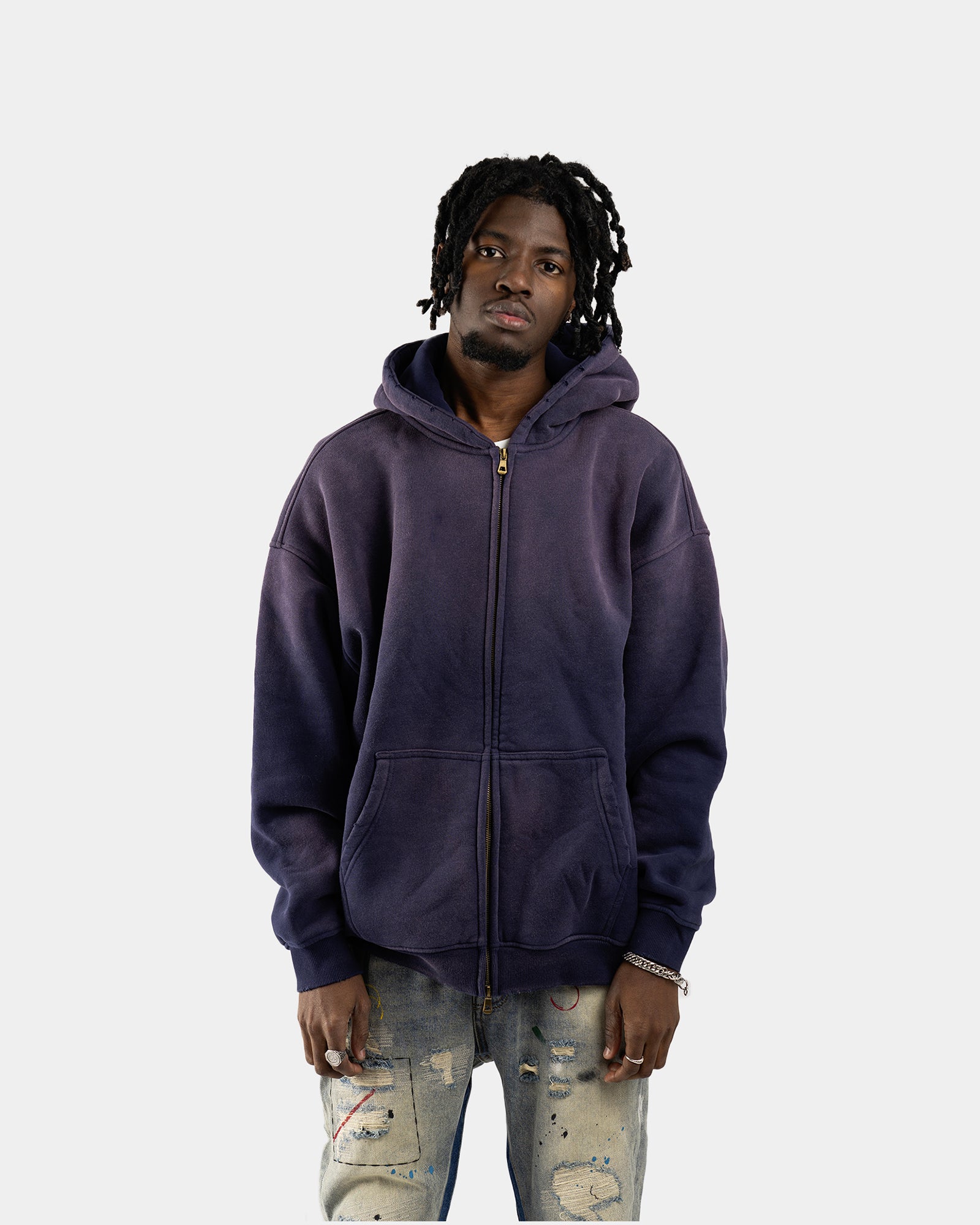 ZH4|BOXY PURPLE ZIP-HOODIE