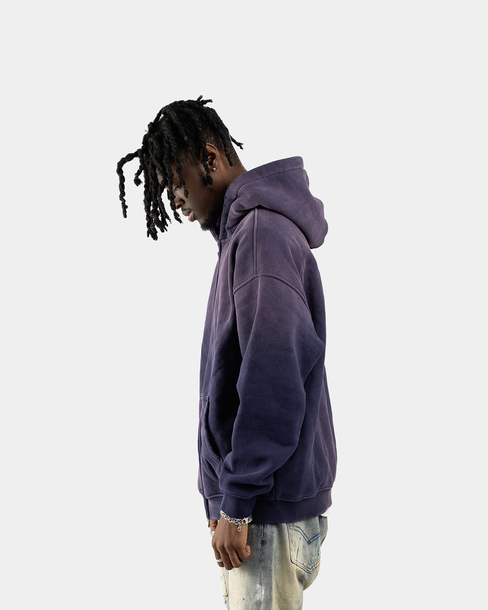 ZH4|BOXY PURPLE ZIP-HOODIE