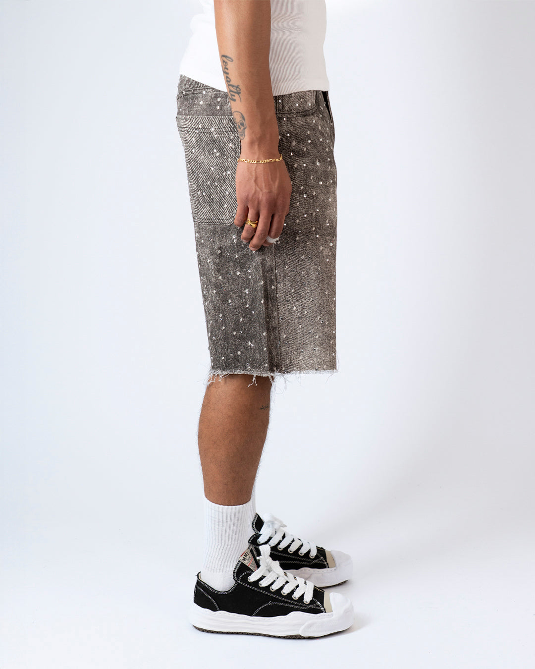 SS25|BLACK RHINESTONE SHORT