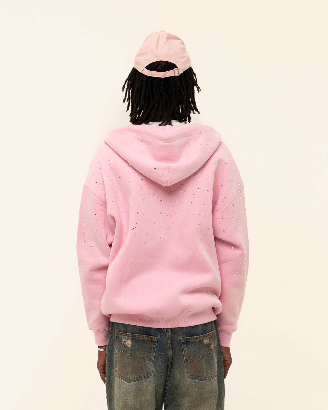 FW25|RHINESTONE PINK ZIP-HOODIE