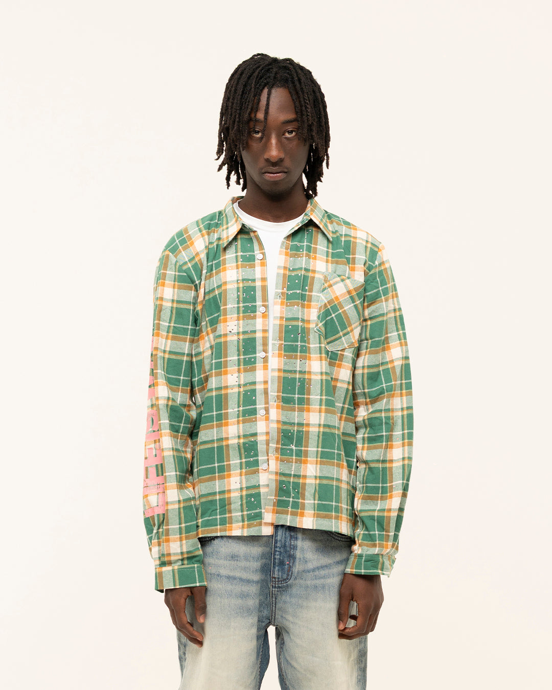 FW25|GREEN RHINESTONE LIFE IS WAR FLANNEL