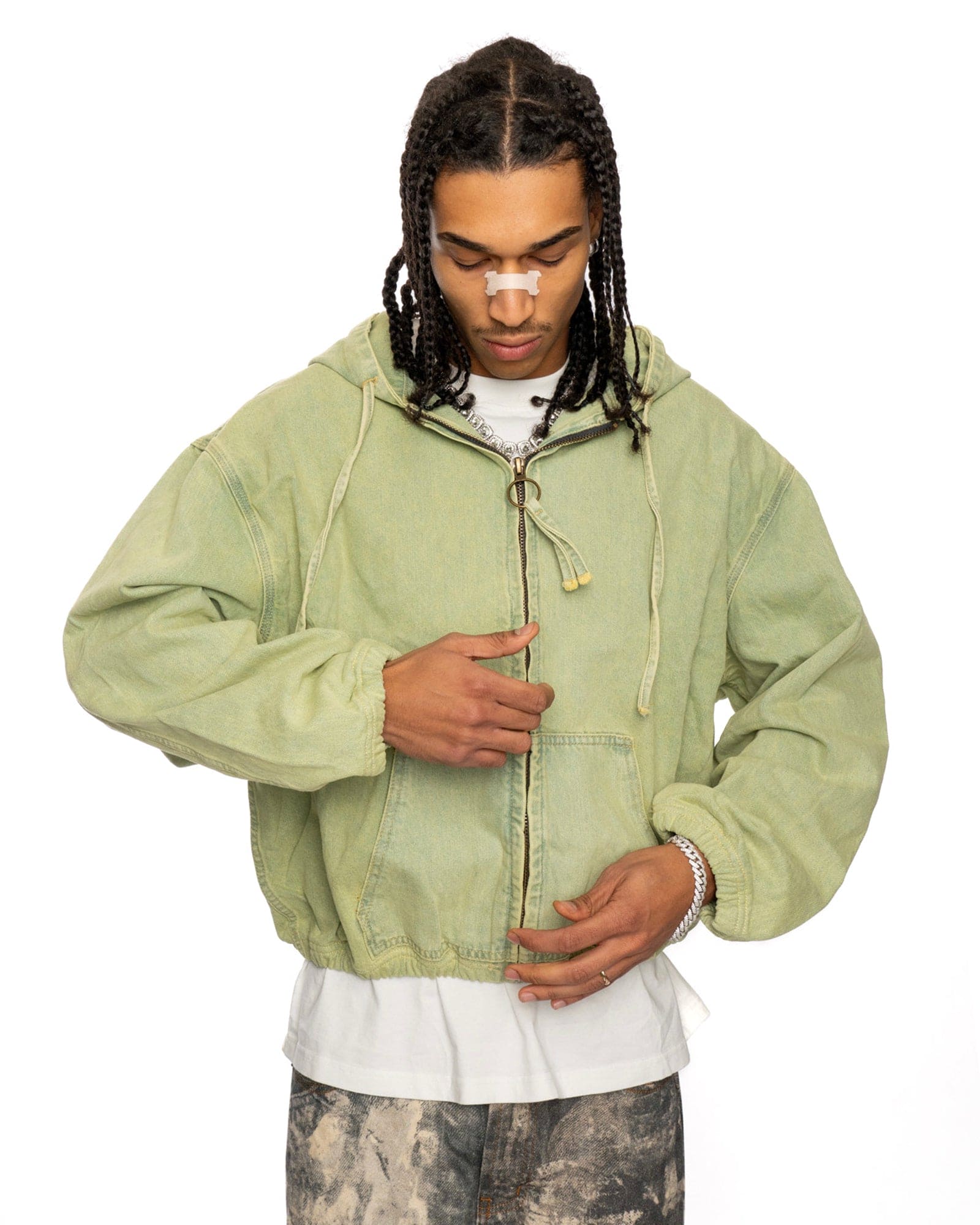 JT13| GREEN ZIP-JACKET