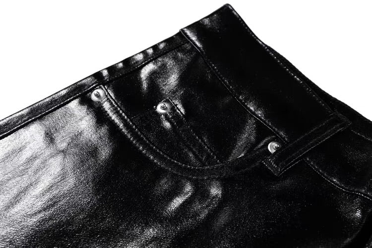 BG07|DISCO LETAHER BAGGIE JEANS